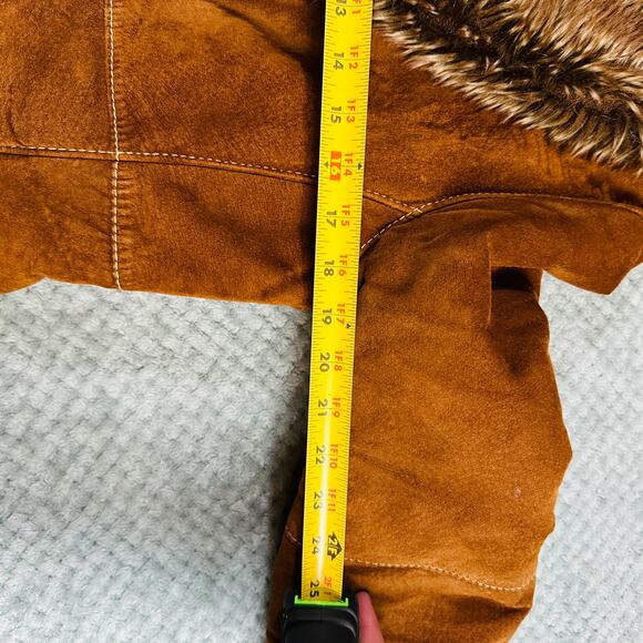 Vtg Y2k 70s Style Marvin Richards Brown Leather Fur Penny Lane Patchwork Coat M - Picture 7 of 10